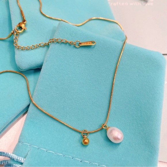 Vermeil Natural Pearl Necklace stainless steel - Gold plated - Picture 4 of 10